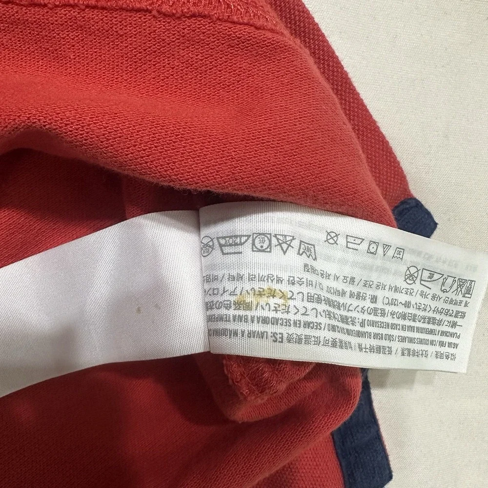 Abercrombie & Fitch Muscle Red Polo Shirt Mens Medium Short Sleeve Blue Moose - Picture 5 of 8